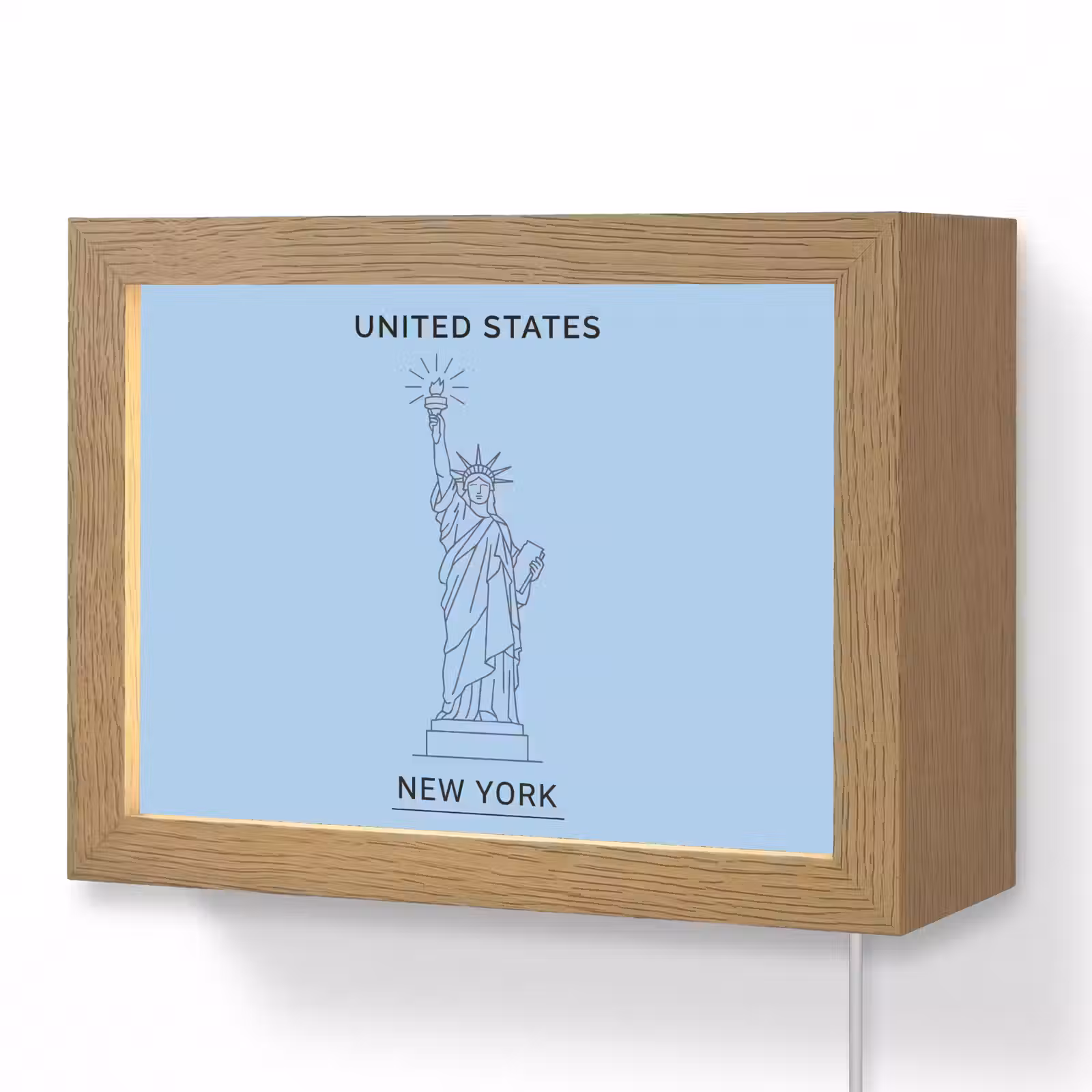 Lightbox - Wandlamp - Monument - Vrijheidsbeeld - New York - Minimalistisch - Blauw — 1