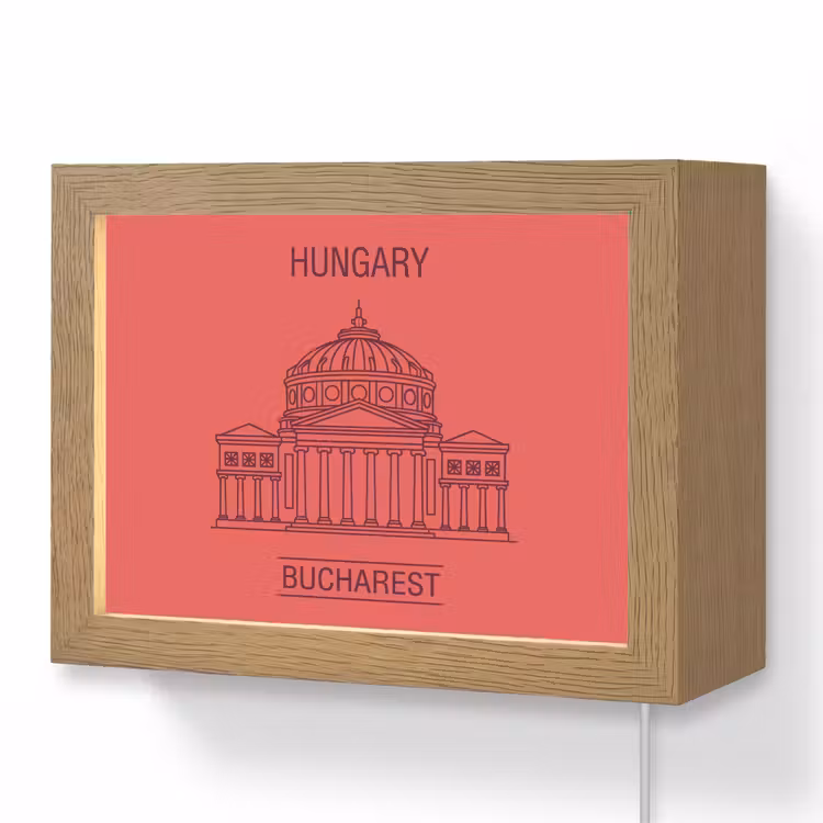 Lightbox - Wandlamp - Architectuur - Boekarest - Stedelijk - Lijntekening - Rood — 1
