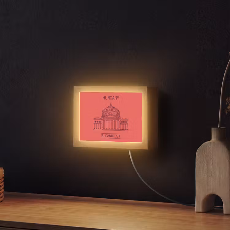 Lightbox - Wandlamp - Architectuur - Boekarest - Stedelijk - Lijntekening - Rood — 2