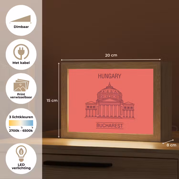 Lightbox - Wandlamp - Architectuur - Boekarest - Stedelijk - Lijntekening - Rood — 9