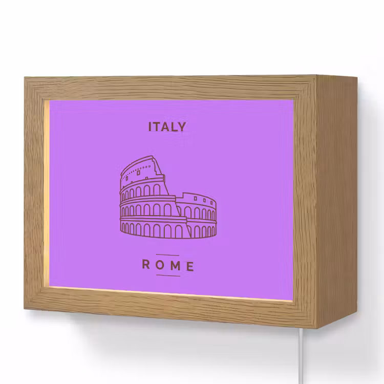 Lightbox - Wandlamp - Architectuur - Colosseum - Rome - Minimalistisch - Paars — 1