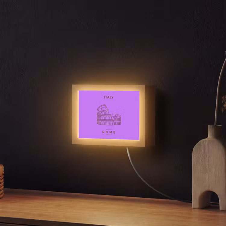 Lightbox - Wandlamp - Architectuur - Colosseum - Rome - Minimalistisch - Paars — 2