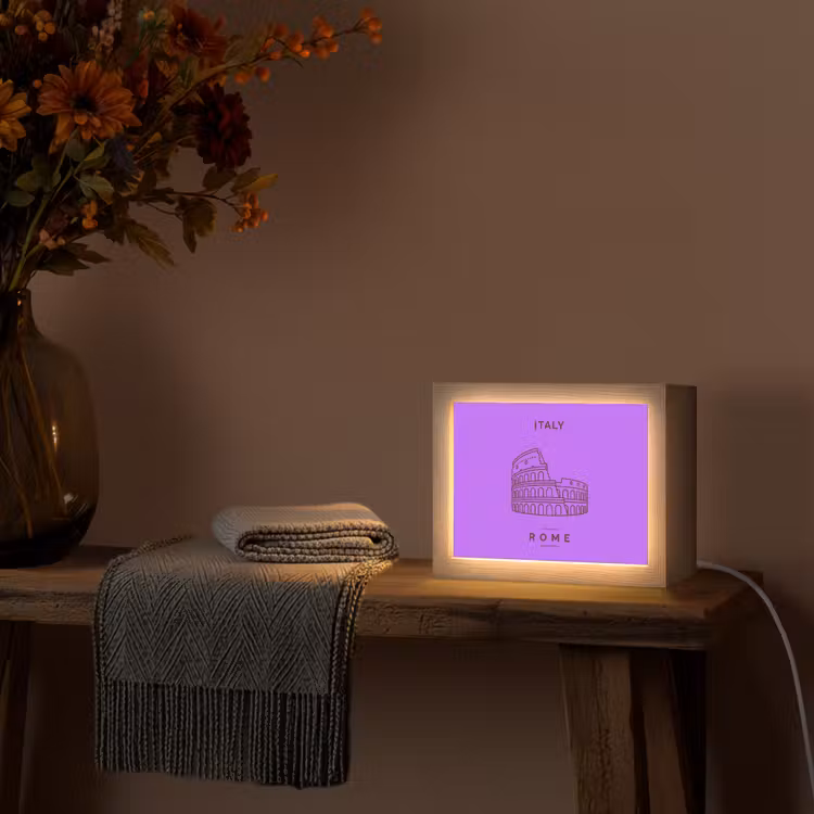 Lightbox - Wandlamp - Architectuur - Colosseum - Rome - Minimalistisch - Paars — 5