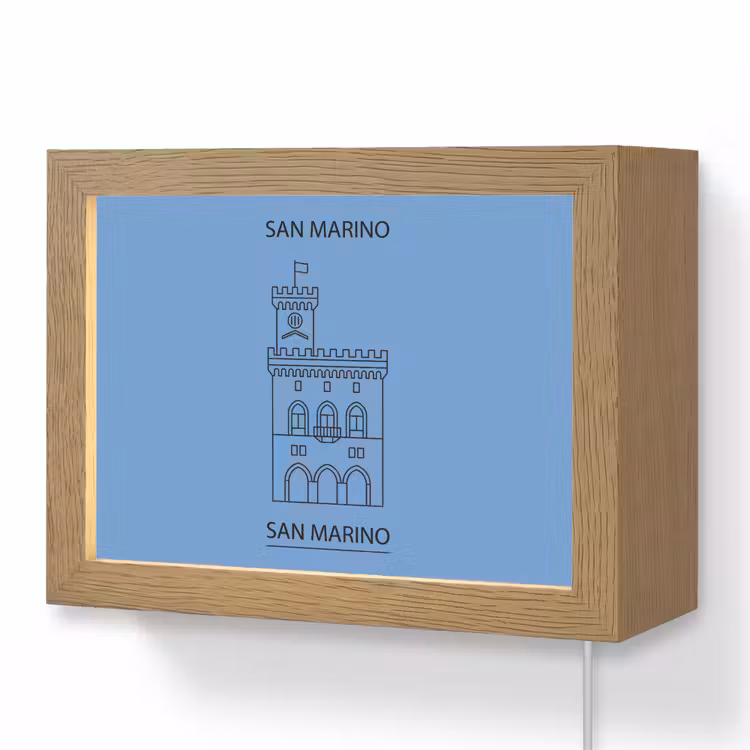 Lightbox - Wandlamp - Gebouw - San Marino - Architectuur - Lijntekening - Blauw — 1
