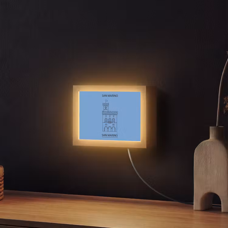 Lightbox - Wandlamp - Gebouw - San Marino - Architectuur - Lijntekening - Blauw — 2