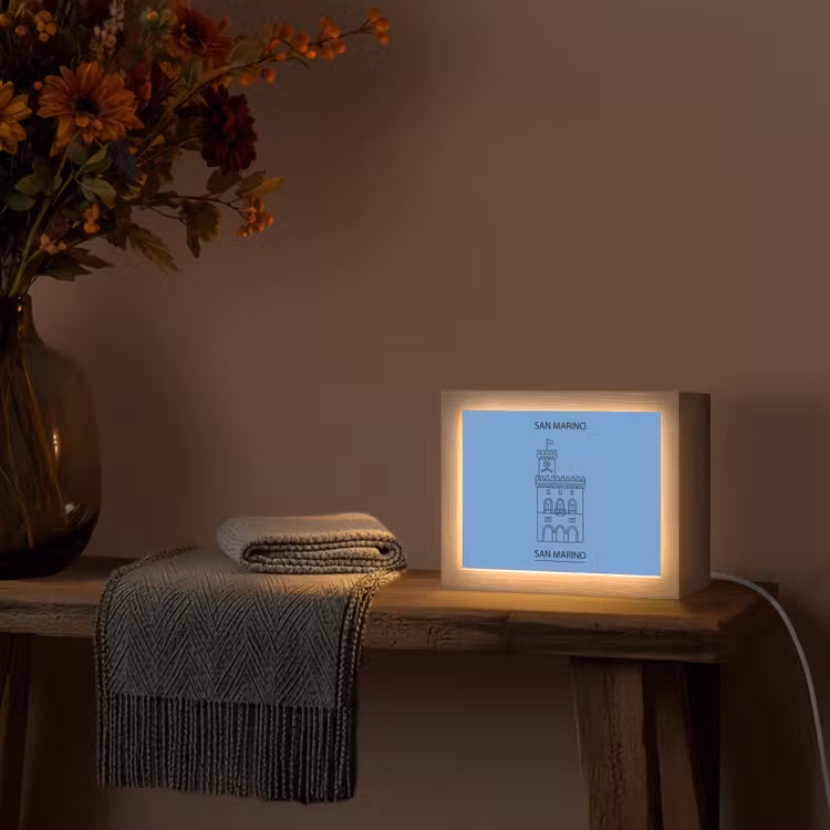 Lightbox - Wandlamp - Gebouw - San Marino - Architectuur - Lijntekening - Blauw — 5
