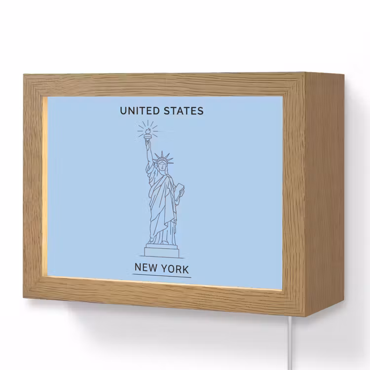 Lightbox - Wandlamp - Monument - Vrijheidsbeeld - New York - Minimalistisch - Blauw — 1