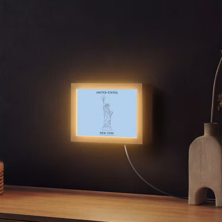 Lightbox - Wandlamp - Monument - Vrijheidsbeeld - New York - Minimalistisch - Blauw — 2