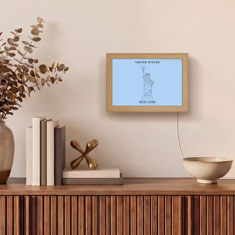 Lightbox - Wandlamp - Monument - Vrijheidsbeeld - New York - Minimalistisch - Blauw — 4
