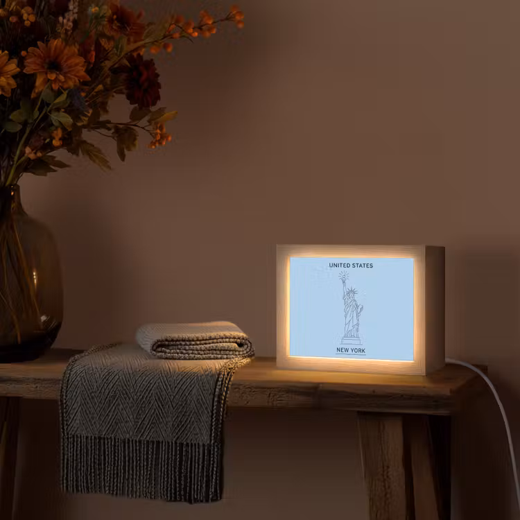 Lightbox - Wandlamp - Monument - Vrijheidsbeeld - New York - Minimalistisch - Blauw — 5