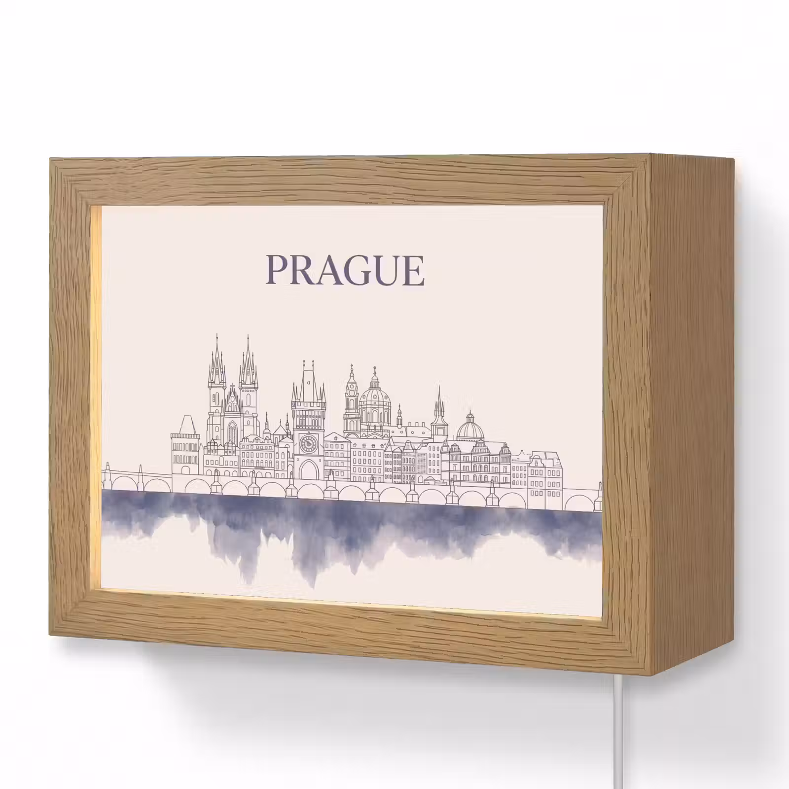 Lightbox - Wandlamp - Praag - Skyline - Architectuur - Blauw — 1