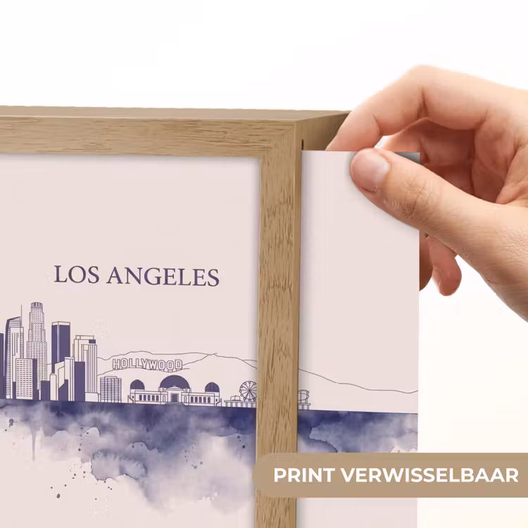 Lightbox - Wandlamp - Los Angeles - Skyline - Architectuur - Aquarel - Blauw — 6
