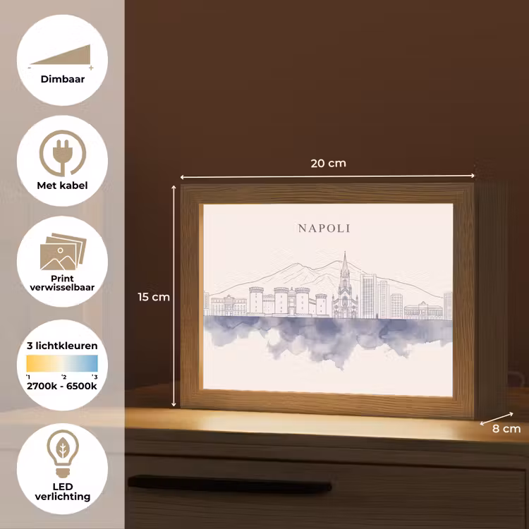 Lightbox - Wandlamp - Napels - Skyline - Italie - Lijntekening - Aquarel — 9