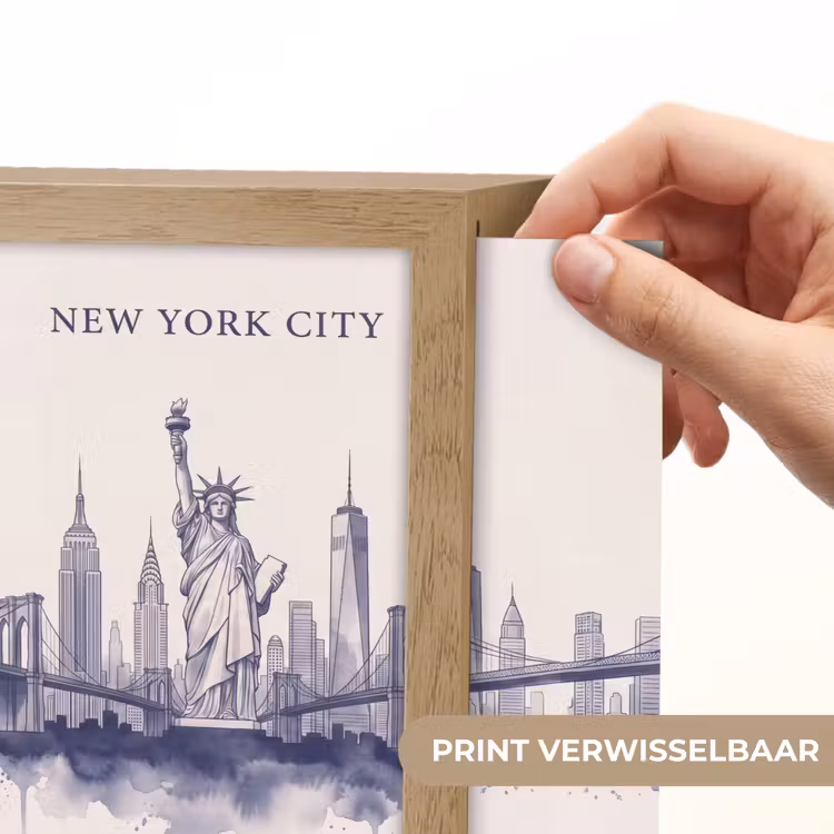 Lightbox - Wandlamp - New York - Vrijheidsbeeld - Skyline - Illustratie - Blauw — 6