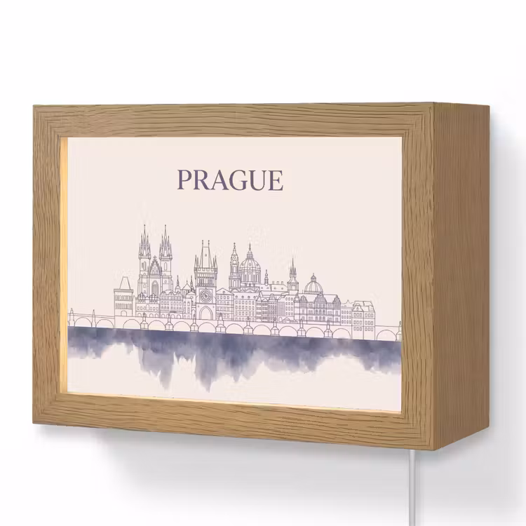Lightbox - Wandlamp - Praag - Skyline - Architectuur - Blauw — 1