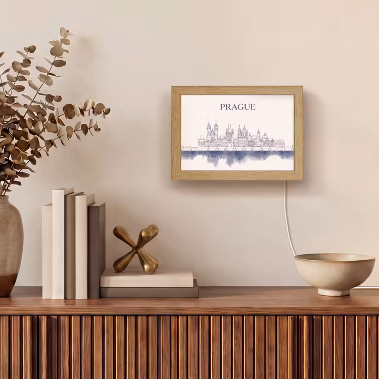 Lightbox - Wandlamp - Praag - Skyline - Architectuur - Blauw — 4