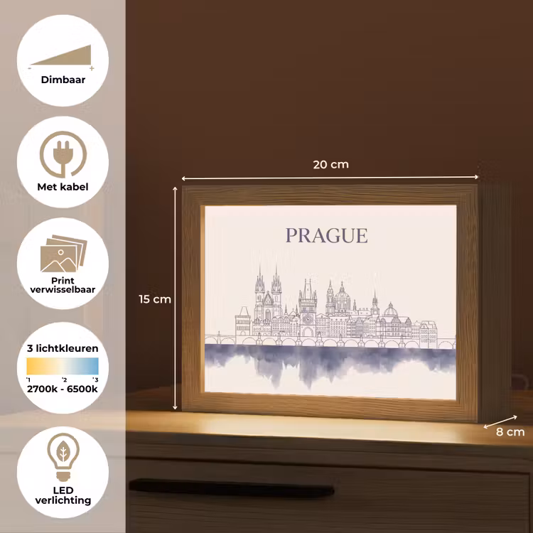 Lightbox - Wandlamp - Praag - Skyline - Architectuur - Blauw — 9