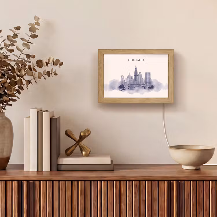 Lightbox - Wandlamp - Stad - Skyline - Architectuur - Lijntekening - Blauw — 4