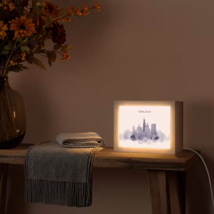 Lightbox - Wandlamp - Stad - Skyline - Architectuur - Lijntekening - Blauw — 5