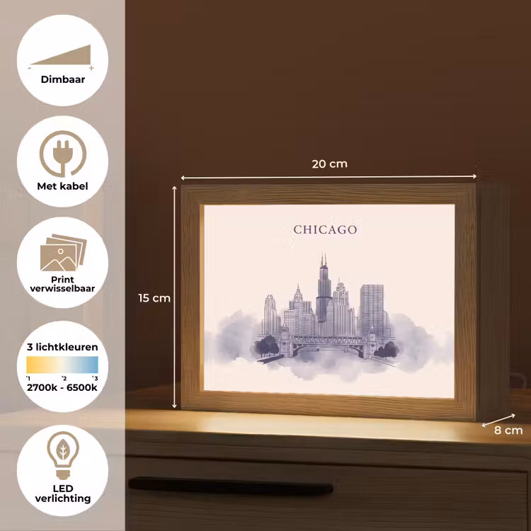 Lightbox - Wandlamp - Stad - Skyline - Architectuur - Lijntekening - Blauw — 9