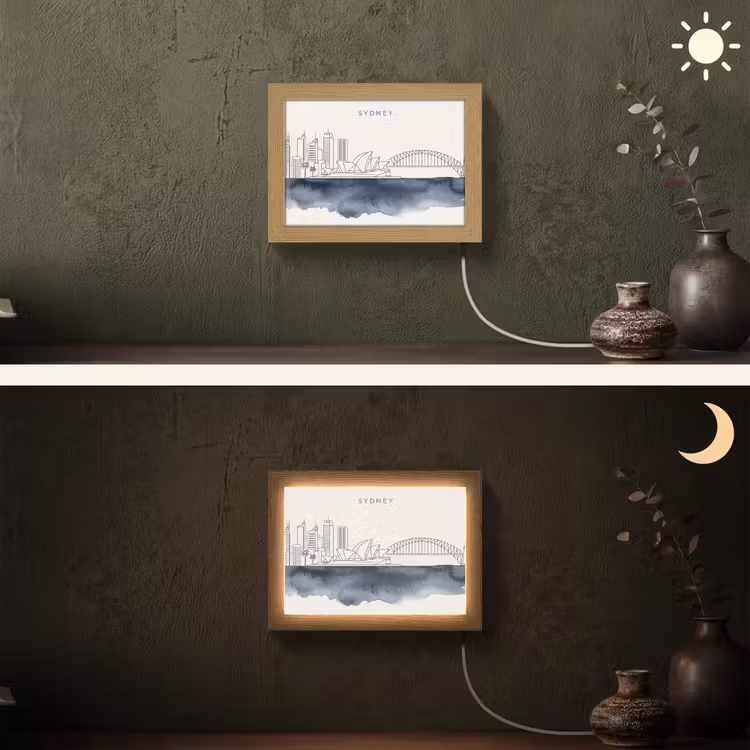 Lightbox - Wandlamp - Stad - Skyline - Architectuur - Minimalistisch - Blauw — 3