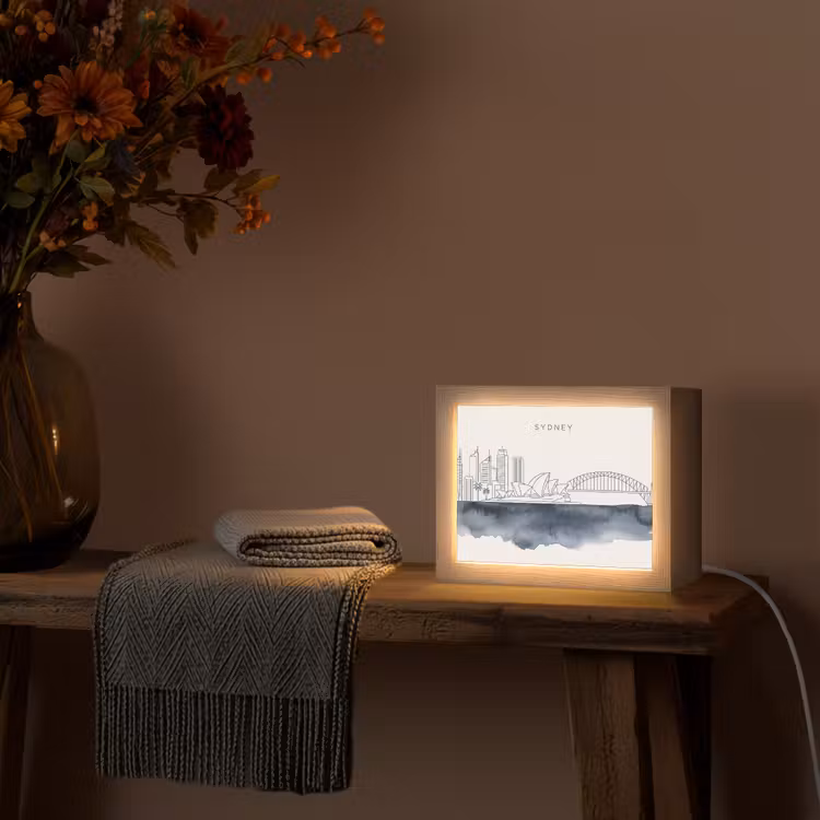Lightbox - Wandlamp - Stad - Skyline - Architectuur - Minimalistisch - Blauw — 5