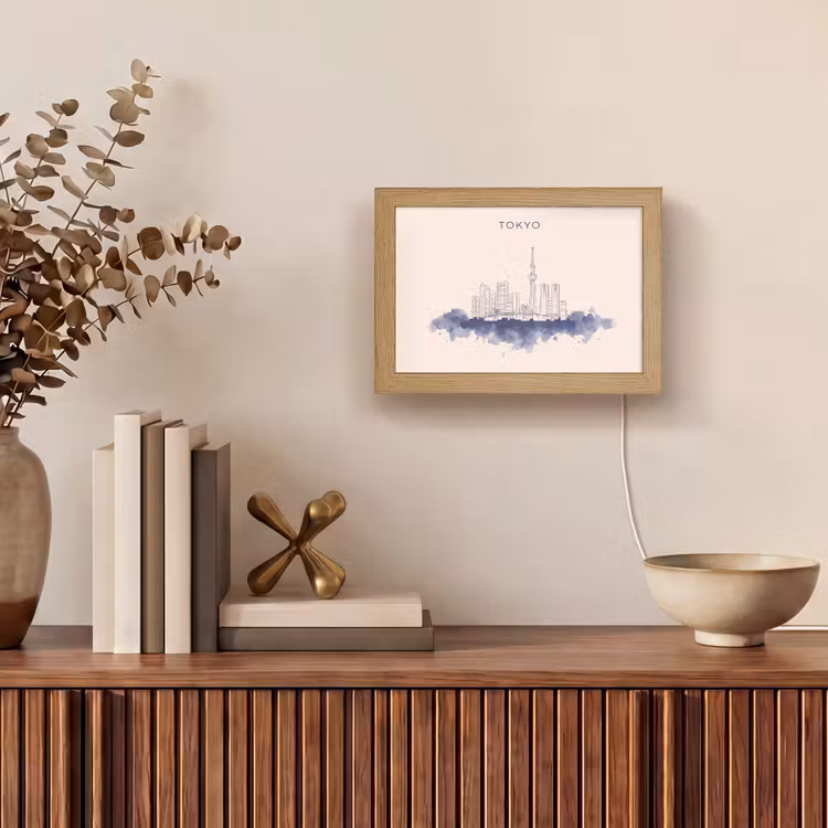 Lightbox - Wandlamp - Tokyo - Skyline - Stad - Abstract - Blauw — 4