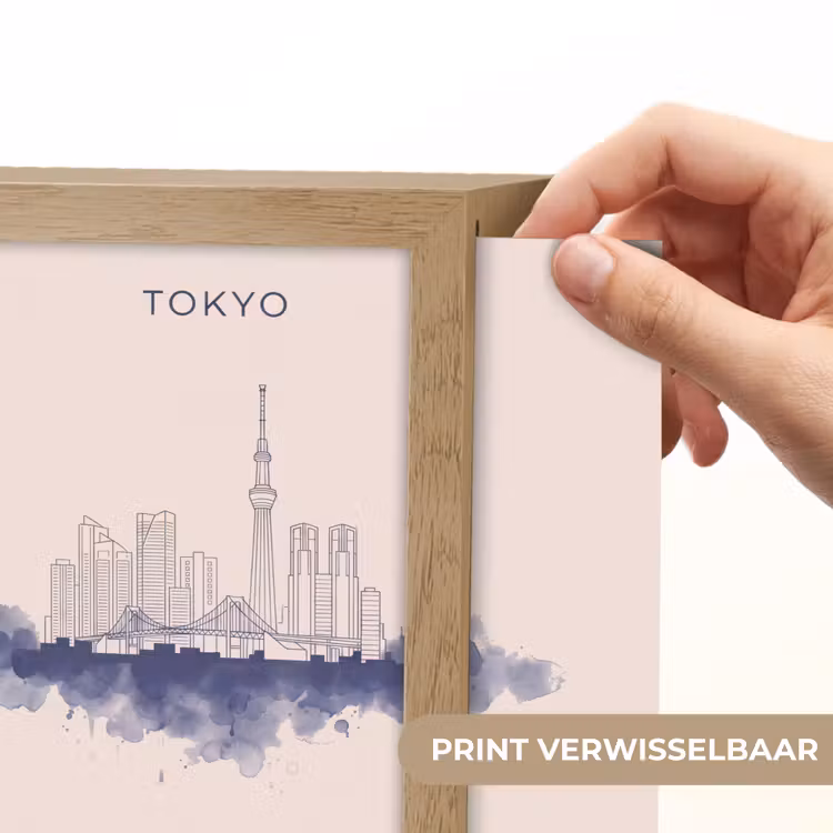 Lightbox - Wandlamp - Tokyo - Skyline - Stad - Abstract - Blauw — 6