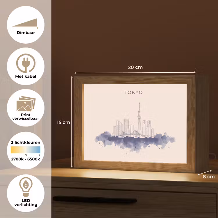 Lightbox - Wandlamp - Tokyo - Skyline - Stad - Abstract - Blauw — 9