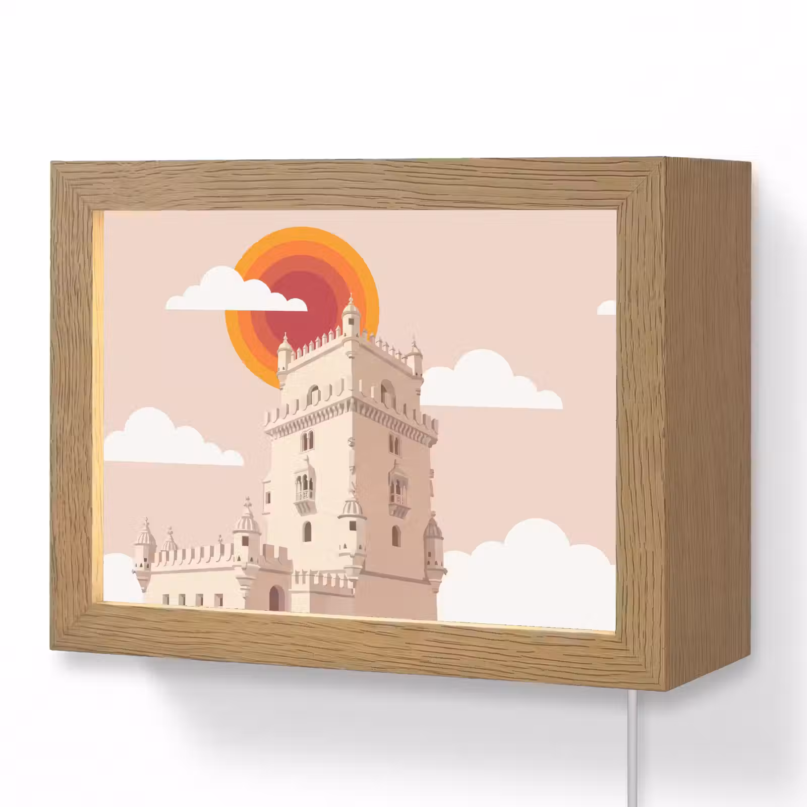 Lightbox - Wandlamp - Toren - Rivier - Architectuur - Modern - Oranje — 1