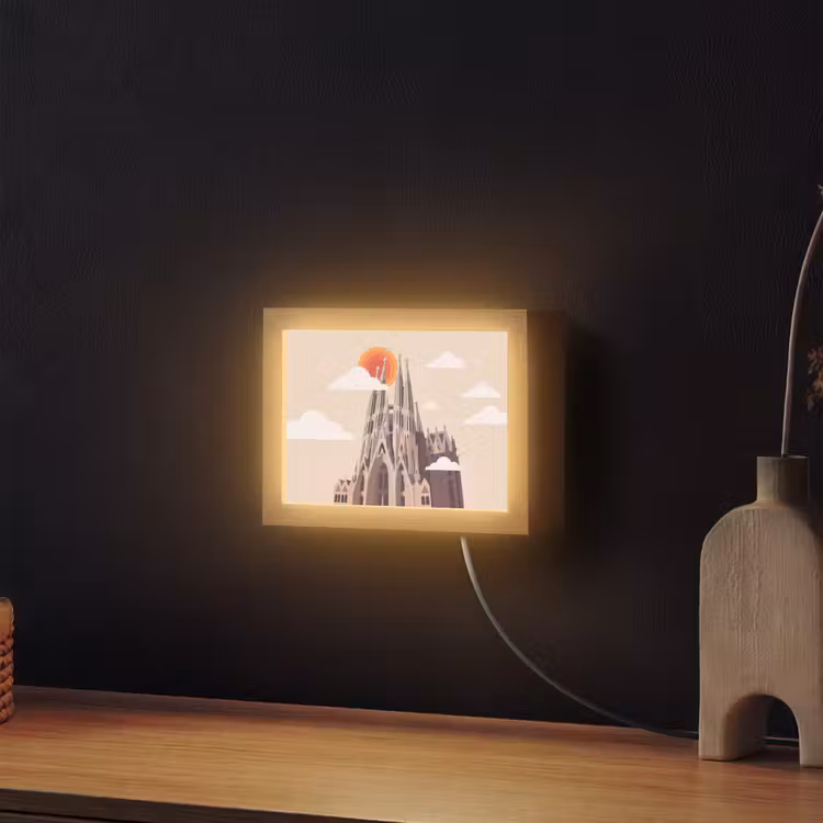 Lightbox - Wandlamp - Gebouw - Torens - Architectuur - Abstract - Zonsondergang — 2