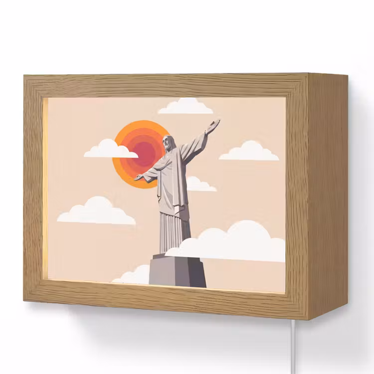 Lightbox - Wandlamp - Monument - Stad - Zonsondergang - Minimalistisch - Oranje — 1
