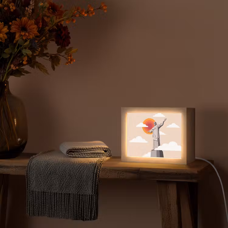 Lightbox - Wandlamp - Monument - Stad - Zonsondergang - Minimalistisch - Oranje — 5
