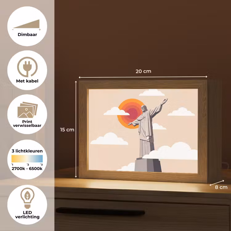 Lightbox - Wandlamp - Monument - Stad - Zonsondergang - Minimalistisch - Oranje — 9