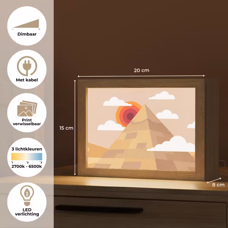 Lightbox - Wandlamp - Piramide - Zon - Woestijn - Modern - Oranje — 9