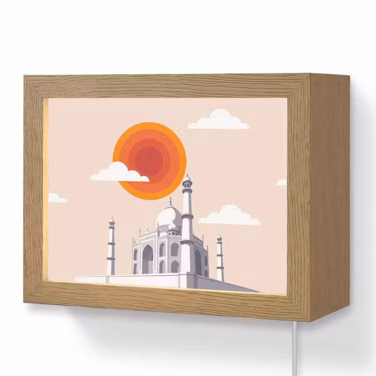 Lightbox - Wandlamp - Taj Mahal - Zon - Koepel - Architectuur - India - Grafisch — 1