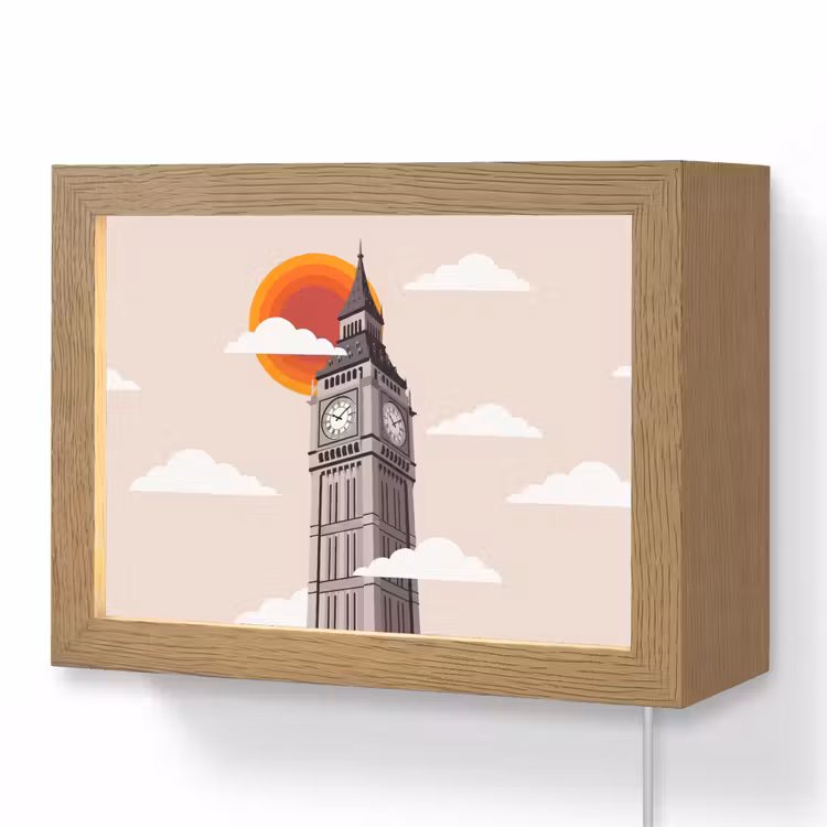 Lightbox - Wandlamp - Toren - Klok - Londen - Architectuur - Retro — 1