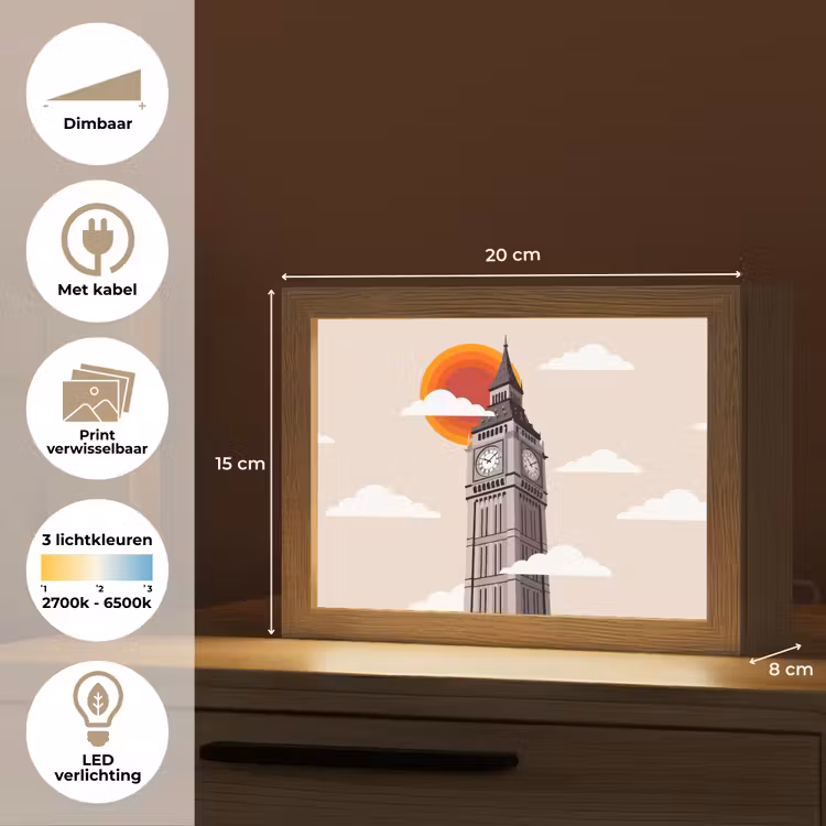 Lightbox - Wandlamp - Toren - Klok - Londen - Architectuur - Retro — 9