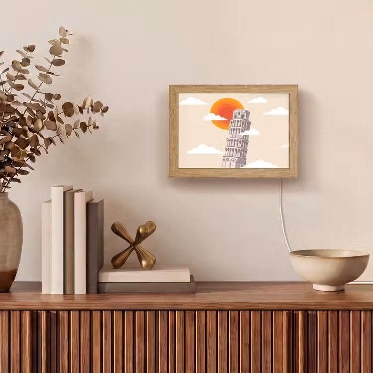 Lightbox - Wandlamp - Toren - Pisa - Architectuur - Minimalistisch - Beige — 4