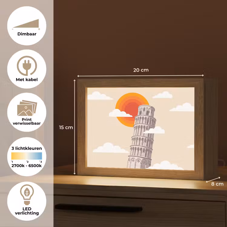 Lightbox - Wandlamp - Toren - Pisa - Architectuur - Minimalistisch - Beige — 9