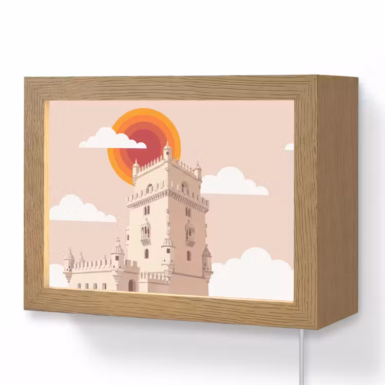 Lightbox - Wandlamp - Toren - Rivier - Architectuur - Modern - Oranje — 1