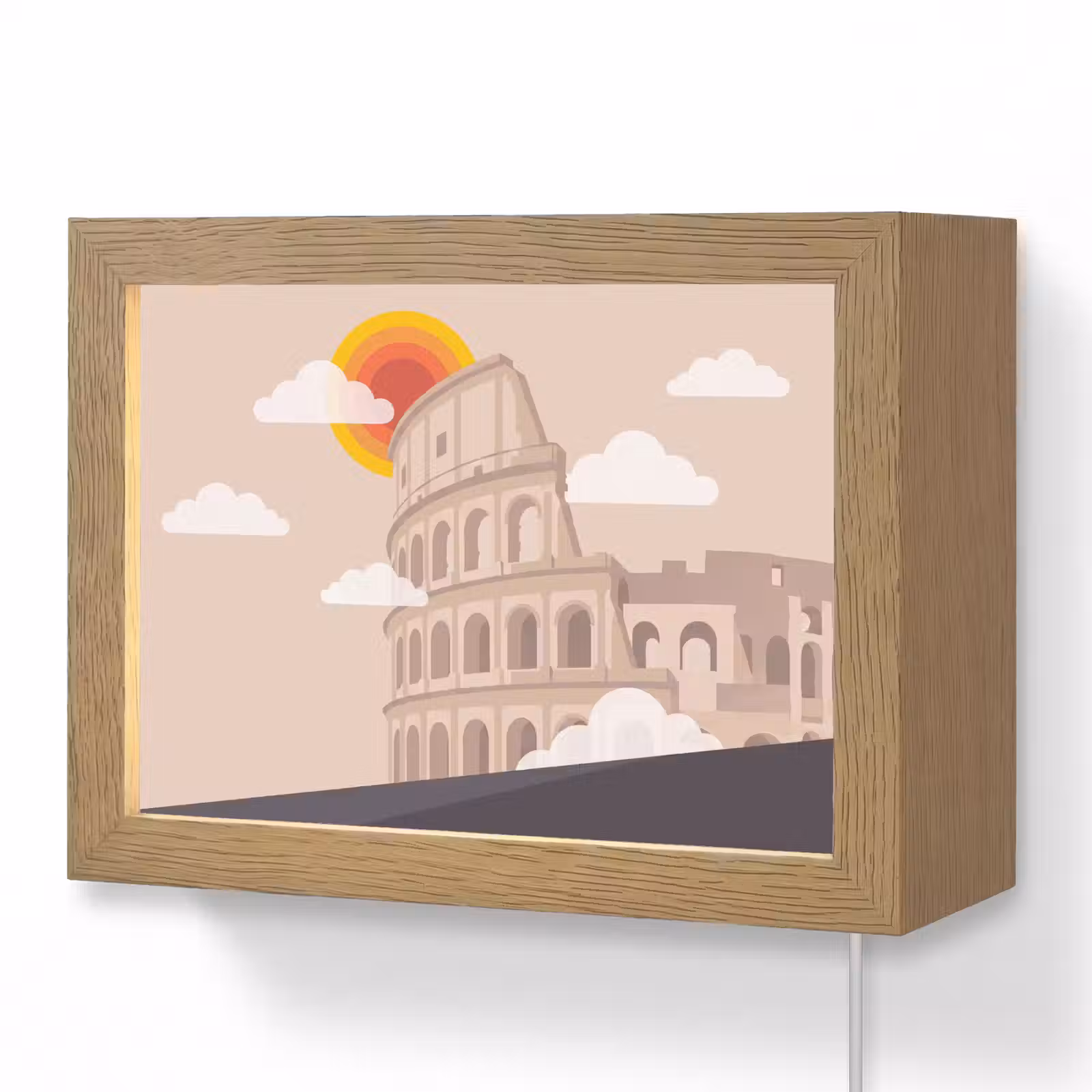 Lightbox - Wandlamp - Colosseum - Zonsopgang - Rome - Architectuur - Beige — 1