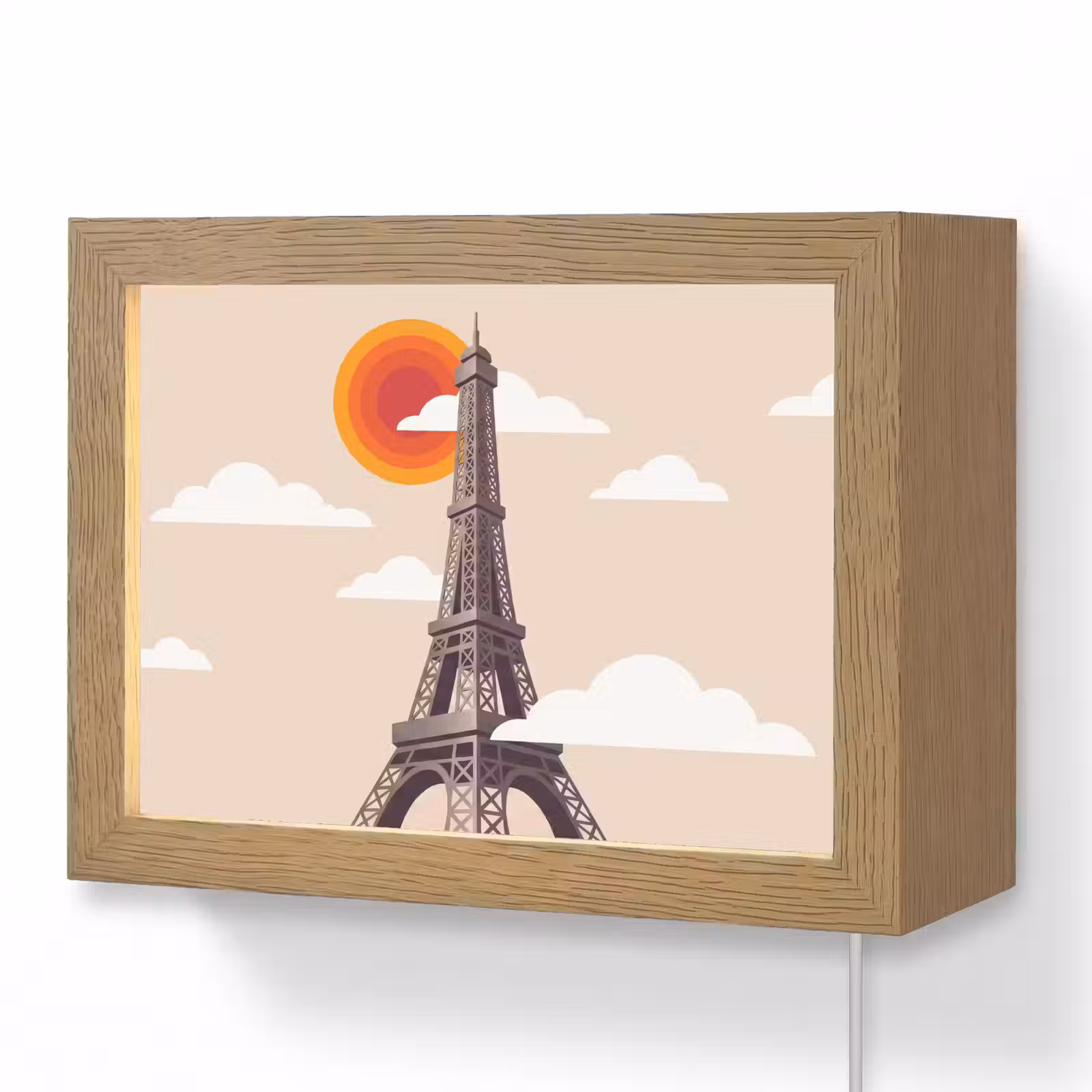 Lightbox - Wandlamp - Eiffeltoren - Zon - Architectuur - Abstract - Beige — 1