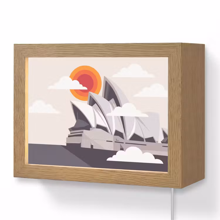 Lightbox - Wandlamp - Architectuur - Stadsgezicht - Modern - Grijs - Oranje — 1