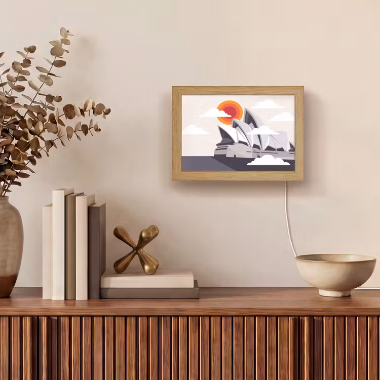 Lightbox - Wandlamp - Architectuur - Stadsgezicht - Modern - Grijs - Oranje — 4