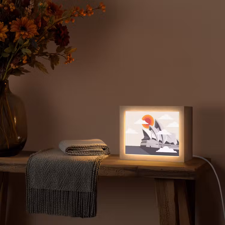 Lightbox - Wandlamp - Architectuur - Stadsgezicht - Modern - Grijs - Oranje — 5