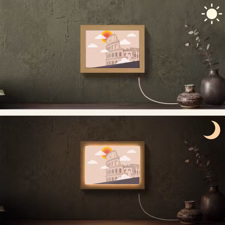 Lightbox - Wandlamp - Colosseum - Zonsopgang - Rome - Architectuur - Beige — 3