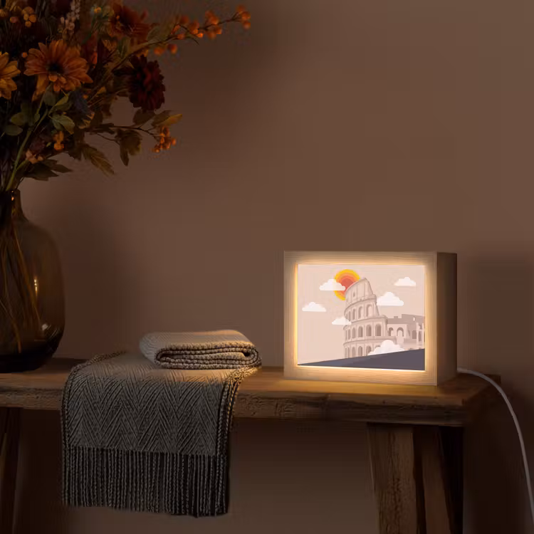 Lightbox - Wandlamp - Colosseum - Zonsopgang - Rome - Architectuur - Beige — 5