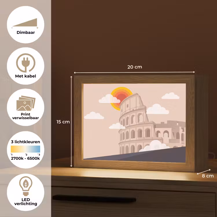 Lightbox - Wandlamp - Colosseum - Zonsopgang - Rome - Architectuur - Beige — 9