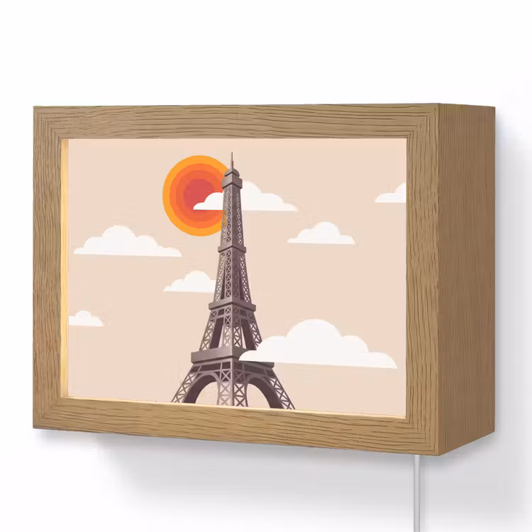 Lightbox - Wandlamp - Eiffeltoren - Zon - Architectuur - Abstract - Beige — 1